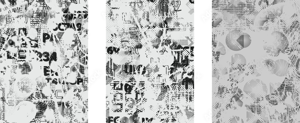 Leinwandbilder Background with glitch distorted grunge textures . grunge background texture with halftone dots, glitched shapes, textures and lines .Screen print vector background with grunge textured surface.