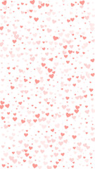 Red hearts scattered on white background.