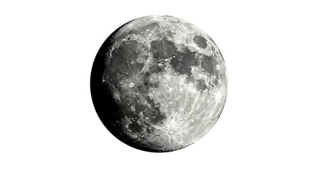 Obraz premium Detailed view of the full moon against a white background