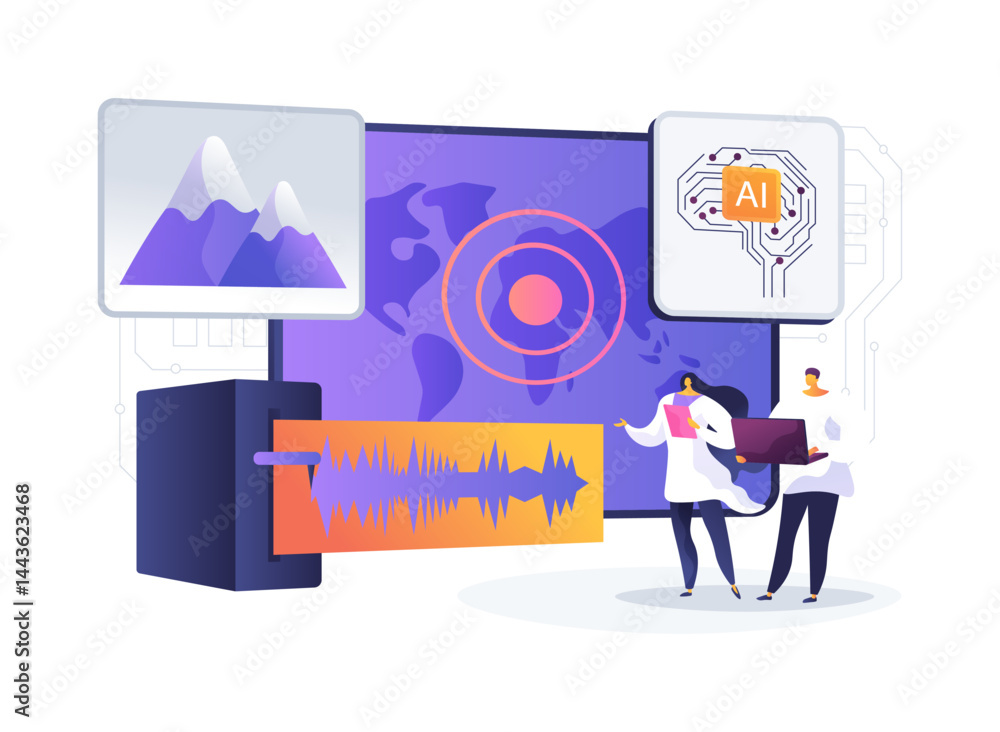 Poster advanced sensors for earthquake predictions abstract concept vector illustration.