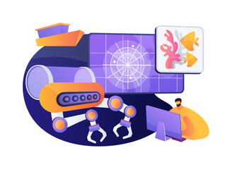 Robotic Systems for Deep-Sea Exploration abstract concept vector illustration.