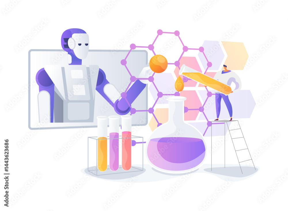 Aufkleber ai-enhanced computational chemistry abstract concept vector illustration.