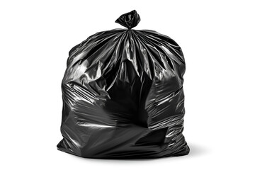A Full Black Trash Bag Ready for Disposal Waste Removal Cleaning