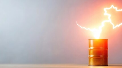 Energy barrel with lightning effects industrial concept