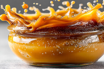 Golden Caramel Splash Delightful Sweet Treat