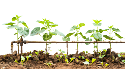 Healthy Soybean Plants in Lush Field with Irrigation Equipment on Farm