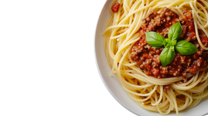 Authentic Spaghetti Bolognese Dish on White Background for Food Advertisement Campaigns