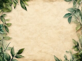 Vintage-style botanical border on aged paper