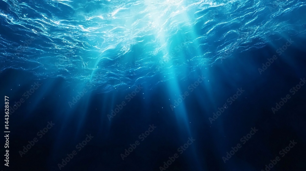 Poster clear water surface with sunlight streaming through creating beautiful patterns and reflections that