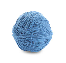 Soft light blue woolen yarn isolated on white