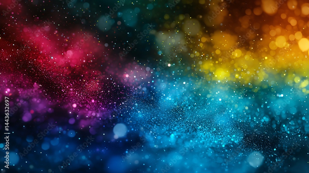 Poster vibrant and colorful background featuring bokeh lights creating a festive and joyful atmosphere full