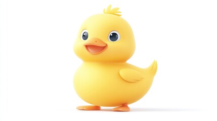 Cute cartoon duckling, happy and playful