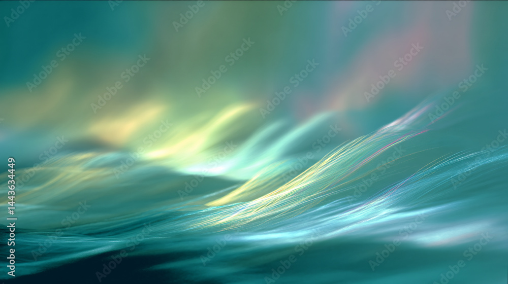 Poster flowing pastel waves in abstract art digital medium, soft textures creating a calm atmosphere