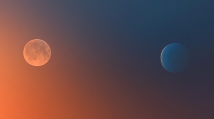 Obraz premium Moon and planet in twilight sky
