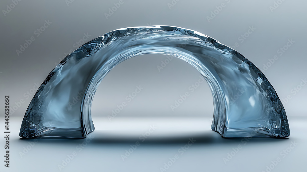 Poster abstract glass archway with light reflections on soft background depicting smooth transitions and cu