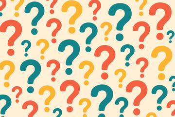 Pattern of many different colored questions