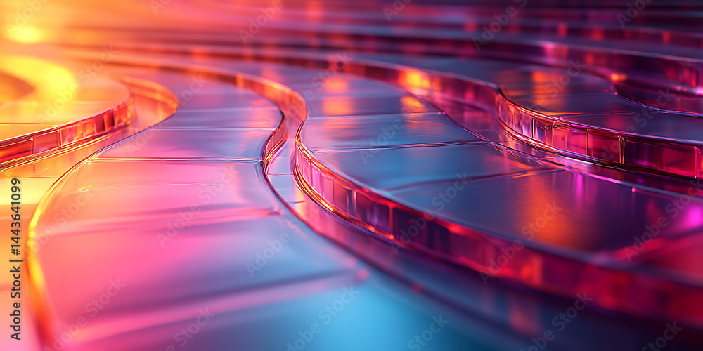 Poster abstract glass structure with dynamic reflections and refractions of light creates a futuristic desi