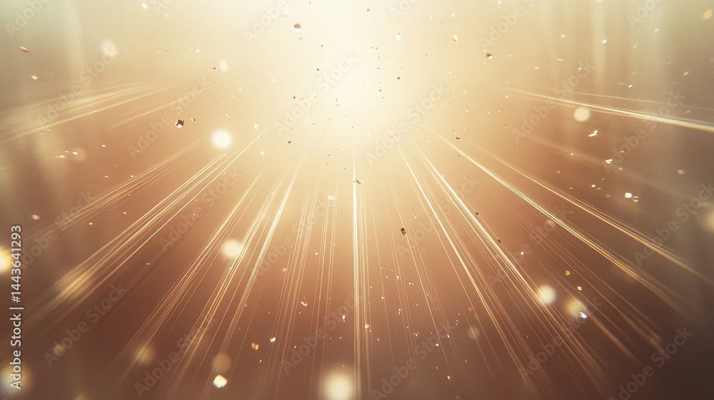 Poster golden light rays and shimmering particles ascending bright radiance festive background abstract des
