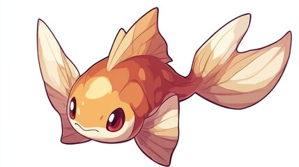 Cute orange fish with large fins