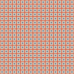 Seamless square shapes pale beige retro pattern on red. Vector background