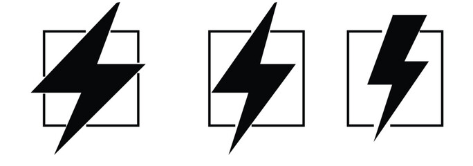 set of flash icon, thunderbolt, thunder, lightning icon vector