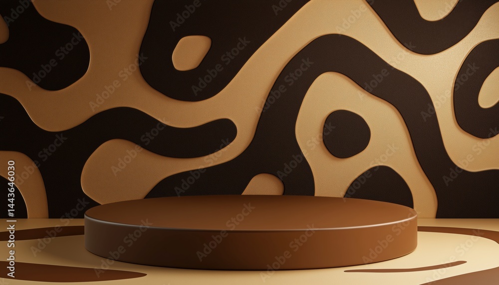 Poster brown abstract wall pattern podium for product presentation rendering. elegant design for showcasing