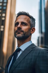 Confident mature caucasian male professional in urban business environment