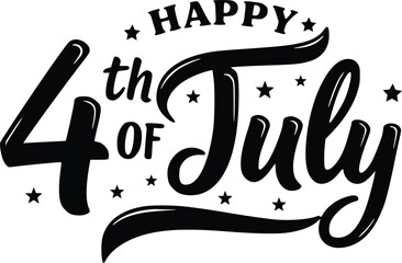 4th of July Festive Typography Design | Patriotic Stars and Stripes Artwork for Independence Day