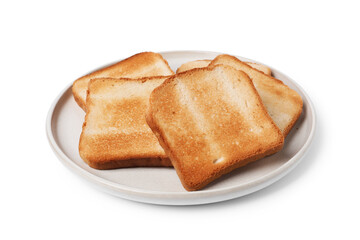 Pieces of tasty toast bread isolated on white