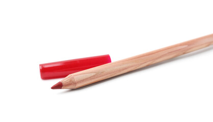 One lip pencil isolated on white. Cosmetic product