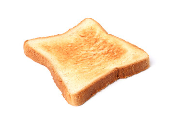 Slice of tasty toasted bread isolated on white