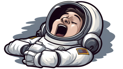 Professional Cartoon Talking Astronaut Yawning Sticker for Creative Designs