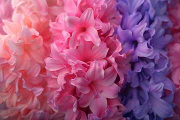 Obraz premium Vibrant hyacinth blossoms in a gradient of pink and purple