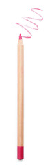 One beautiful lip pencil and strokes isolated on white, top view