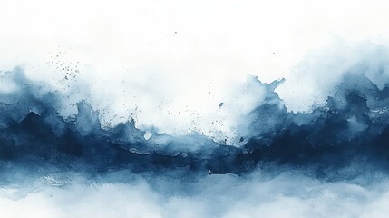 Abstract blue and white watercolor background with fluid artistic brushstrokes