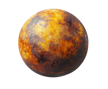 Aerial perspectives on planetary surfaces in the cosmic realm isolated on transparent background