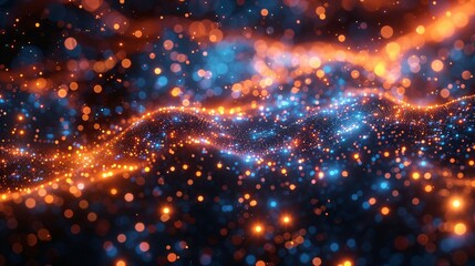 Fototapeta premium Abstract AI Waveforms in Digital Systems