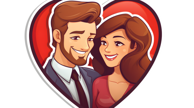 Professional Internet Dating Cartoon Sticker Vector for Online Platforms and Websites