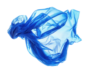 Dramatic blue fabric movement aesthetic isolated on transparent background