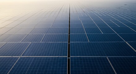 Vast solar panel field generating sustainable power from clean energy source