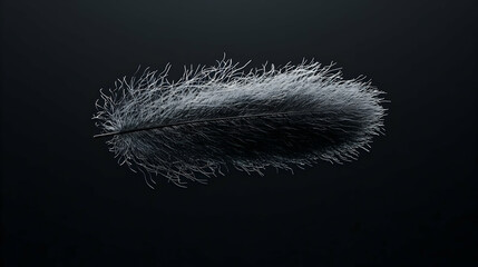 Obraz premium Single white feather floats against dark background; design element for websites or print