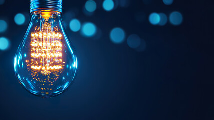 Bright LED bulb shines in vibrant colors, demonstrating energy efficient technology