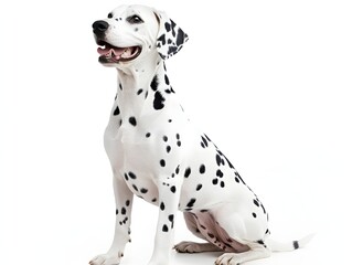 happy dalmatian dog collection (portrait, sitting, standing) isolated on a white background as transparent PNG, animal bundle , mirroring soft innovation
