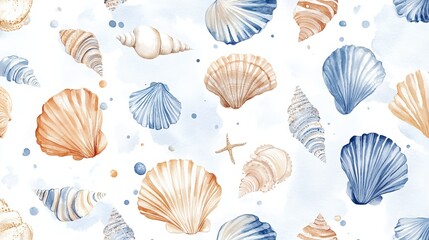Adorable watercolor seashells, perfect for baby clothes, patterns, stickers, postcards, prints, fabric, and books.
 