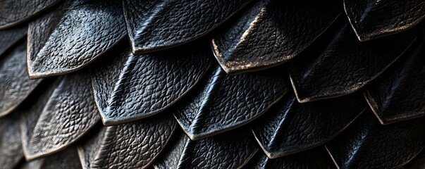 Overlapping metallic dark scale armor pattern fills the frame