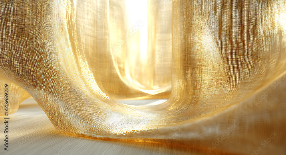 Poster abstract golden fabric draping background material with light and shadow details