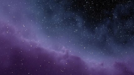 Obraz premium Beautiful night sky with a deep purple hue. the sky is filled with small white stars, creating a starry background. the stars are scattered across the sky, with some overlapping each other.