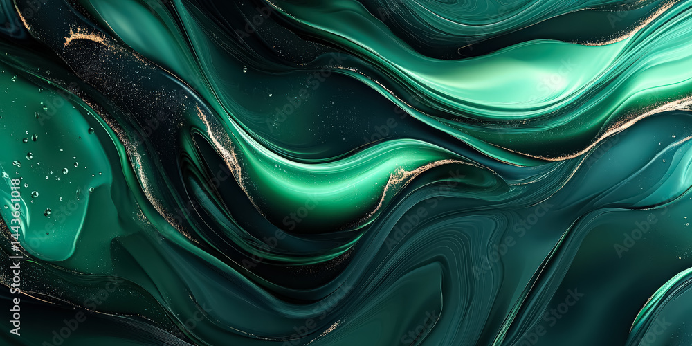 Poster green and gold swirl pattern. the pattern is made up of many small lines