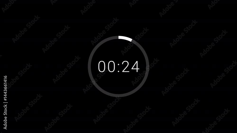 Wall mural thirty seconds countdown animation from 30 seconds to 0 seconds on a transparent background, thirty 