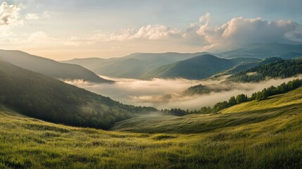 Fototapeta premium Misty Mountain Sunrise